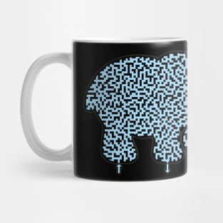 Elephant Shaped Blue Maze & Labyrinth T-Shirt Mug